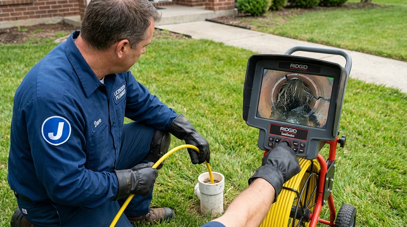 Sewer camera inspection being performed by Johns Plumbing LLC in Romulus